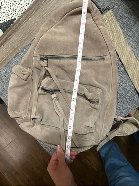 Free People Taupe Suede Sling Backpack